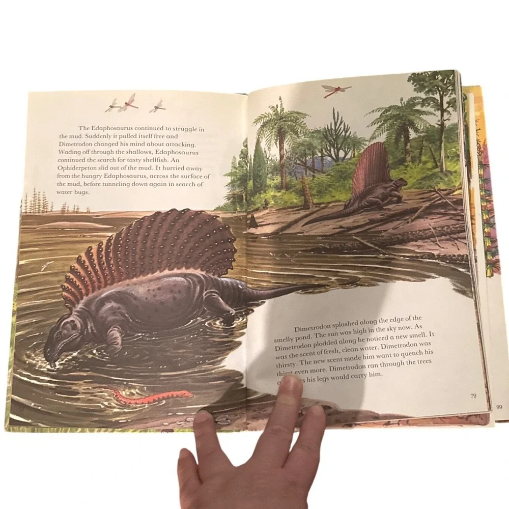Dinosaurs Prehistoric Creatures Vintage Childrens Book Illustrated Hardcover